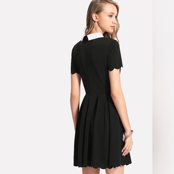 Floerns Doll Collar Short Dress L pleated elastic fabric & waist casual party - Picture 3 of 14